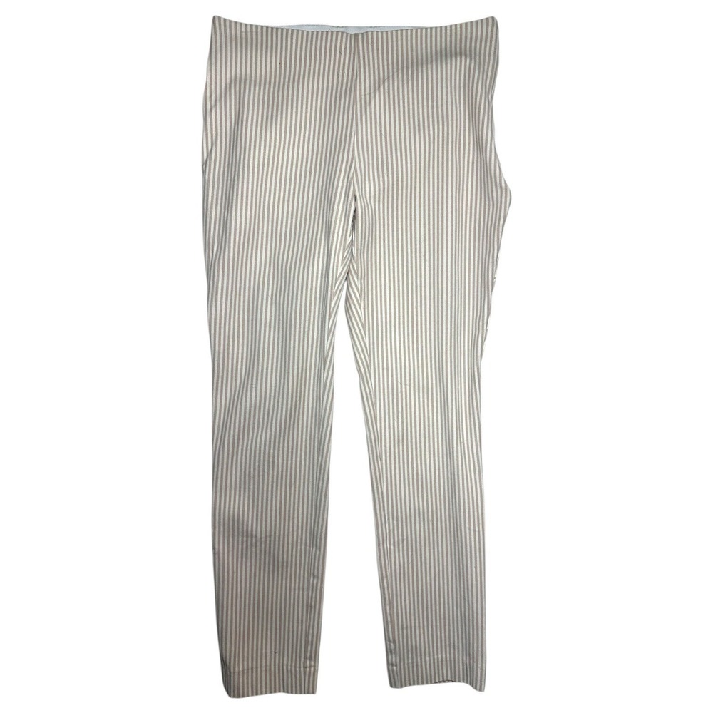 A New Day‎ Striped Flat Front Pants Women Size 2 Tan White Casual Leggings
